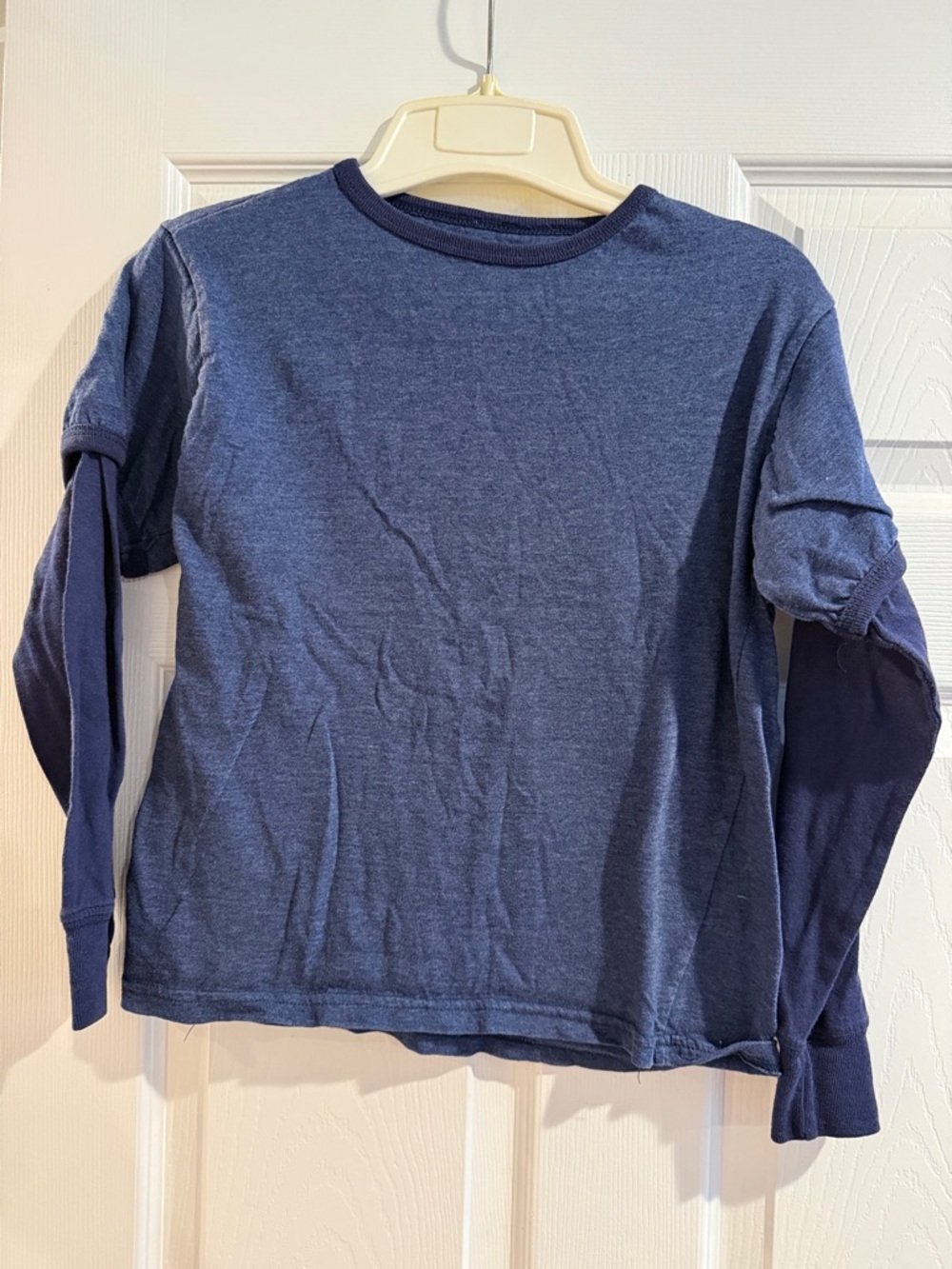 Boys Layered-Look Long Sleeve Tee in Navy